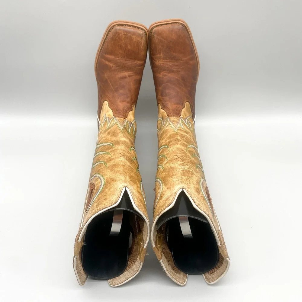 Twisted X Kids Buckaroo Western Boots Brown Tan Leather YBK0007 Size 3.5M